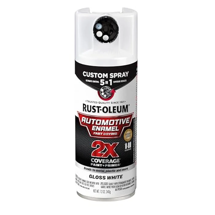 Rust-Oleum 2X Automotive Enamel Custom Spray 5-in-1 Spray Paint, 12 oz, Gloss White by Rust-Oleum - Image 1
