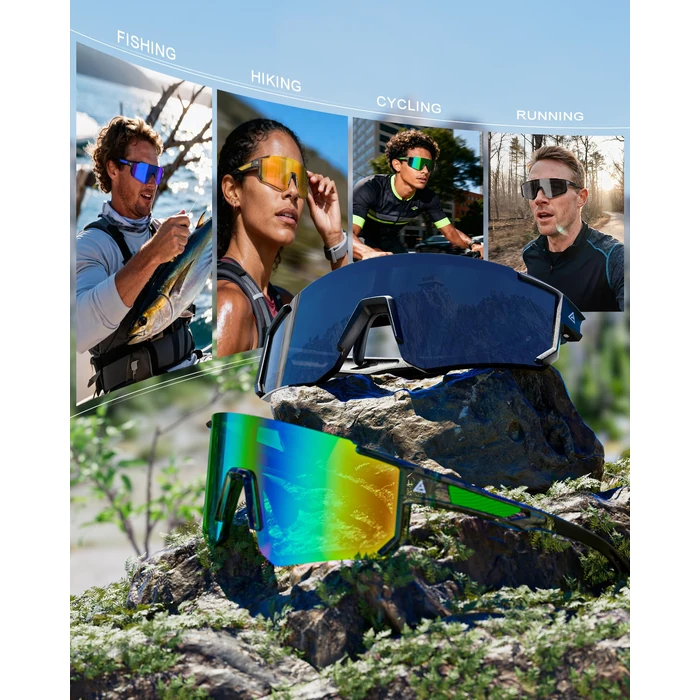 QALLY Polarized Sports Sunglasses for Men Women, UV400 Protection Mens Sunglasses Wrap Around Sun Glasses for Cycling Running by QALLY - Image 6