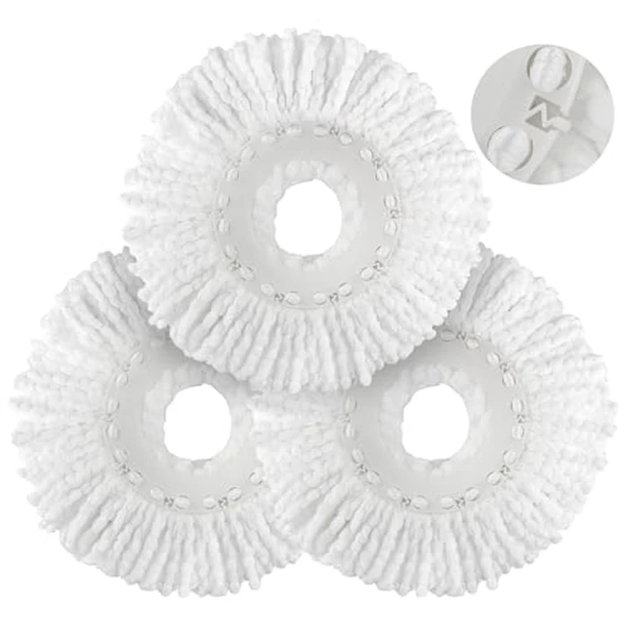Spin Mop Replacement Head for Hurricane 360 degrees Spin Mop Systems, Microfiber Spin Mop Head, Round Shape Standard Universal Size Magic Mop Refill, 3 Pack by MXZONE - Used - Like New condition
