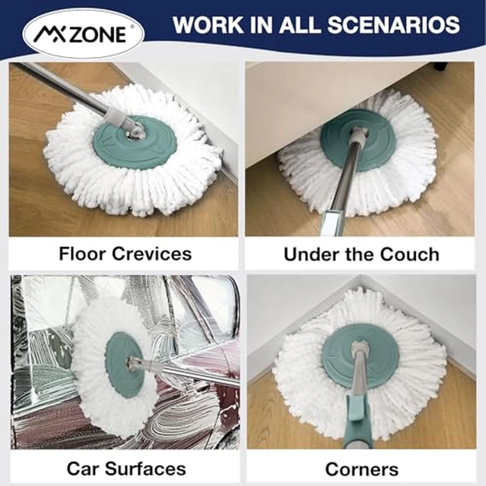 Spin Mop Replacement Head for Hurricane 360 degrees Spin Mop Systems, Microfiber Spin Mop Head, Round Shape Standard Universal Size Magic Mop Refill, 3 Pack by MXZONE - Image 6