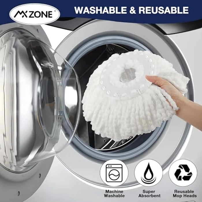 Spin Mop Replacement Head for Hurricane 360 degrees Spin Mop Systems, Microfiber Spin Mop Head, Round Shape Standard Universal Size Magic Mop Refill, 3 Pack by MXZONE - Image 7