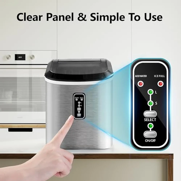 EUHOMY Smart Ice Makers Countertop -26lbs in 24 Hours, 9 Cubes Ready in 8Mins, Self-Cleaning Countertop Ice Maker, Portable Ice Maker with Ice Scoop and Basket, Perfect for Home/Kitchen/Office(Sliver by EUHOMY - Image 6