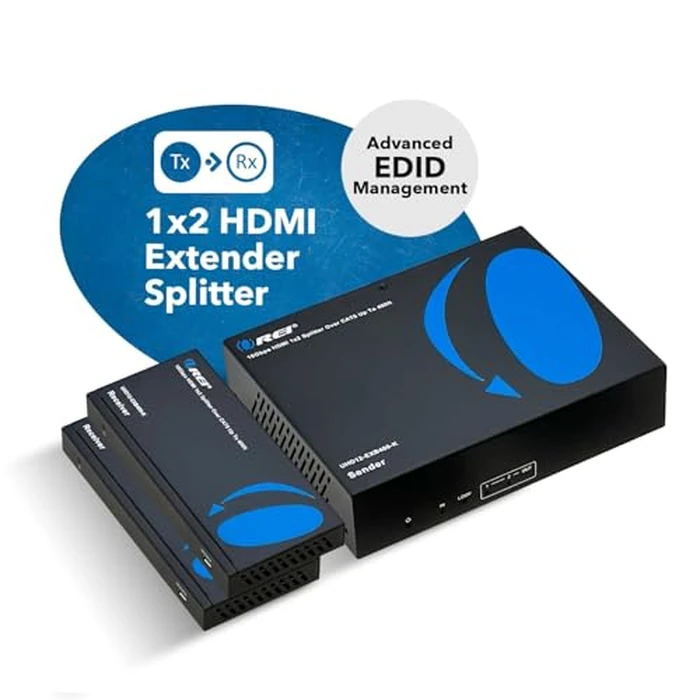 OREI 4K 1x2 HDMI Extender Splitter HDBaseT Over Single Cable CAT6/7 4K@60Hz 4:4:4 HDCP 2.2 with IR Remote EDID Management, HDR - Up to 400 Ft - Loop Out - Low Latency - Power Over Cable by OREI - Image 4