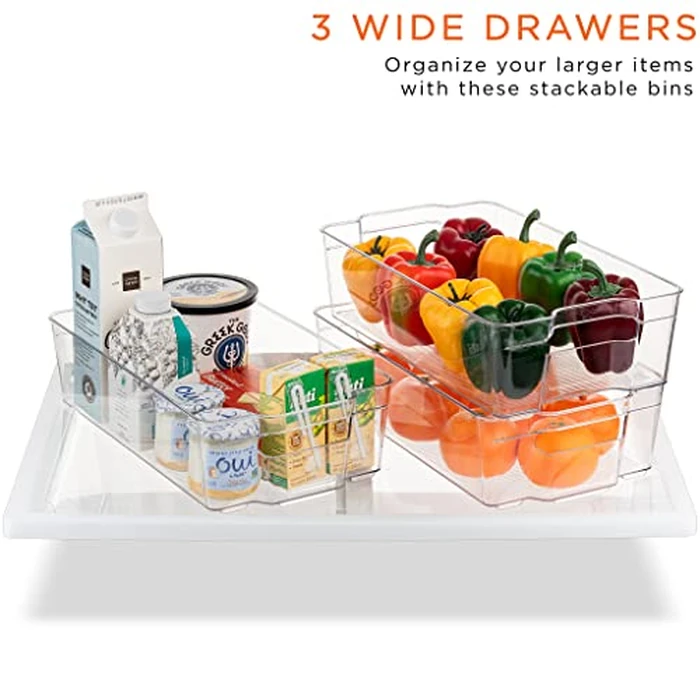 Sorbus Fridge Organizer Bins - Set of 8 Refrigerator Organizers and Storage Containers, Stackable Freezer Bins and House Essentials for New Home, BPA-Free Pantry Drawer Organizers by Sorbus - Image 4