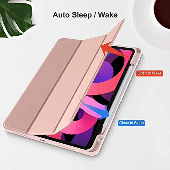 Akkerds Compatible with iPad Air 11 Inch Case 7th/6th Generation (M3/M2) 2025/2024, for iPad Air 5th/4th Generation Case 10.9 Inch 2022/2020 with Pencil Holder[Auto Sleep/Wake], Rose Pink by Akkerds - Image 5