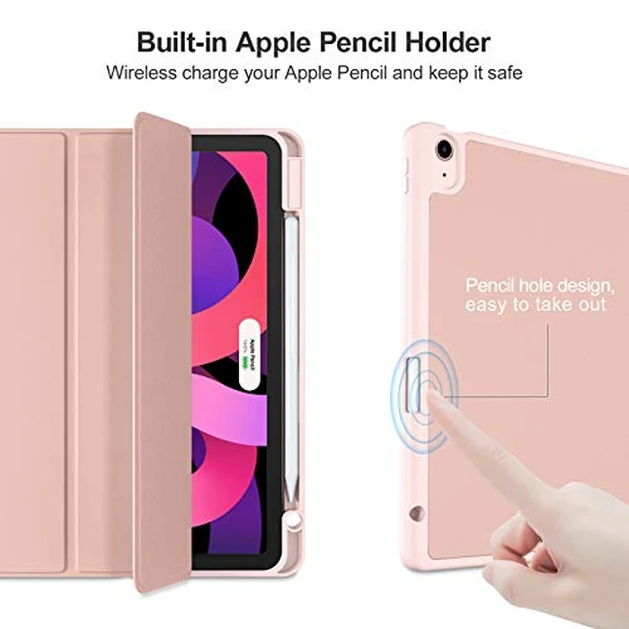 Akkerds Compatible with iPad Air 11 Inch Case 7th/6th Generation (M3/M2) 2025/2024, for iPad Air 5th/4th Generation Case 10.9 Inch 2022/2020 with Pencil Holder[Auto Sleep/Wake], Rose Pink by Akkerds - Image 7