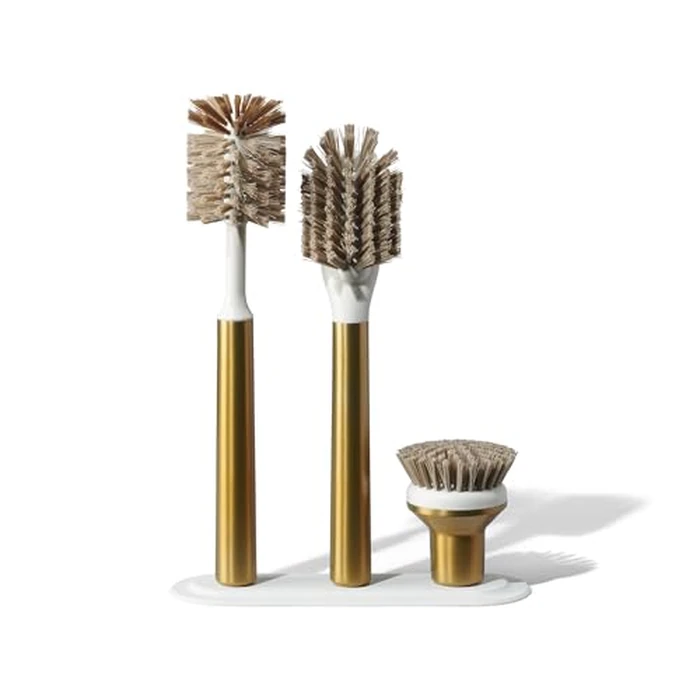 Curio Home Goods Ionic Brush Set, Magnetized to Stand Upright, Stainless Steel with Replaceable Heads, Brass/Gold by Curio Home Goods - Used - Like New condition
