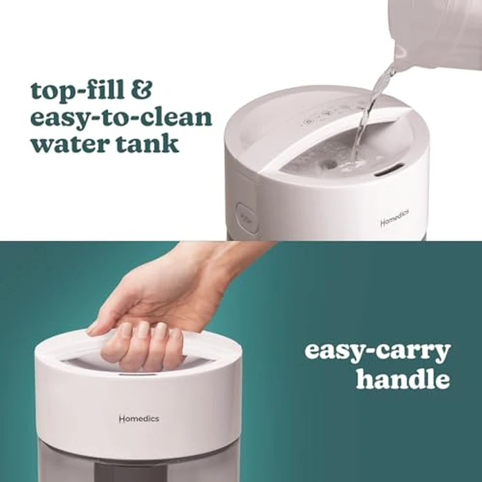 HoMedics Humidifiers for Bedroom, Home, Nursery, Office and Plants. Total Comfort UV-C Ultrasonic Humidifier, Leak Resistant Design, 0.97 Gallon Tank, 35 Hour Run Time, Quiet, Cool Mist, Night Light by Homedics - Image 2