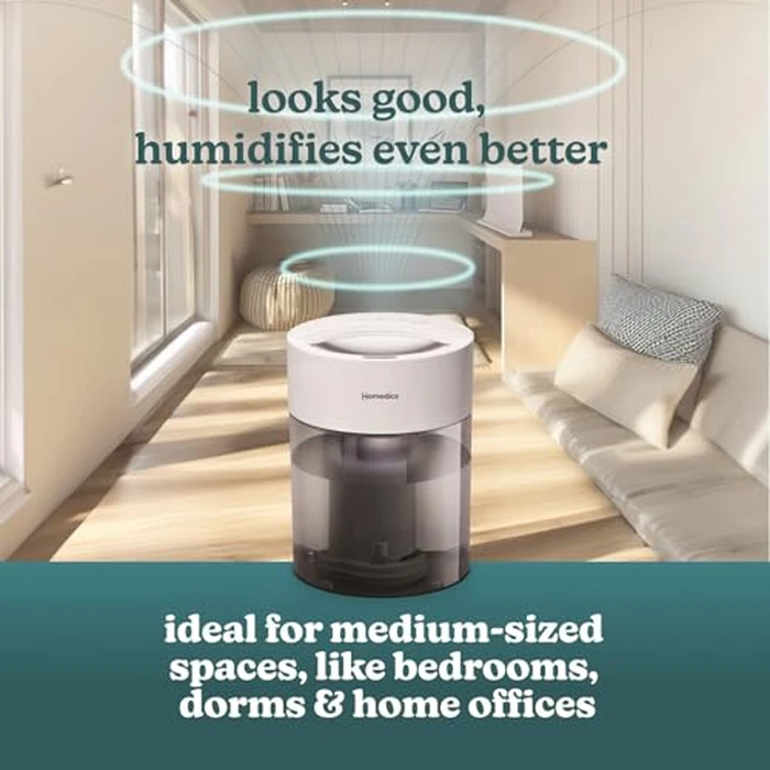 HoMedics Humidifiers for Bedroom, Home, Nursery, Office and Plants. Total Comfort UV-C Ultrasonic Humidifier, Leak Resistant Design, 0.97 Gallon Tank, 35 Hour Run Time, Quiet, Cool Mist, Night Light by Homedics - Image 3
