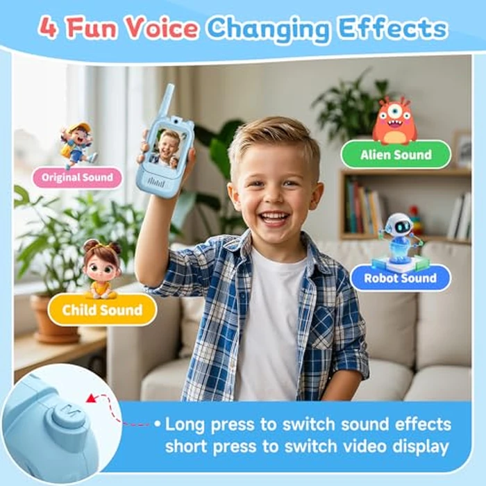 Video Walkie Talkies for Kids Ages 3-12, 2 Pack Rechargeable Video Intercom Toys with Camera, Indoor Outdoor Adventure Games for Family Camping Hiking Birthday Gifts for Boys Girls (Blue/Pink) by MINIBEAR - Image 6