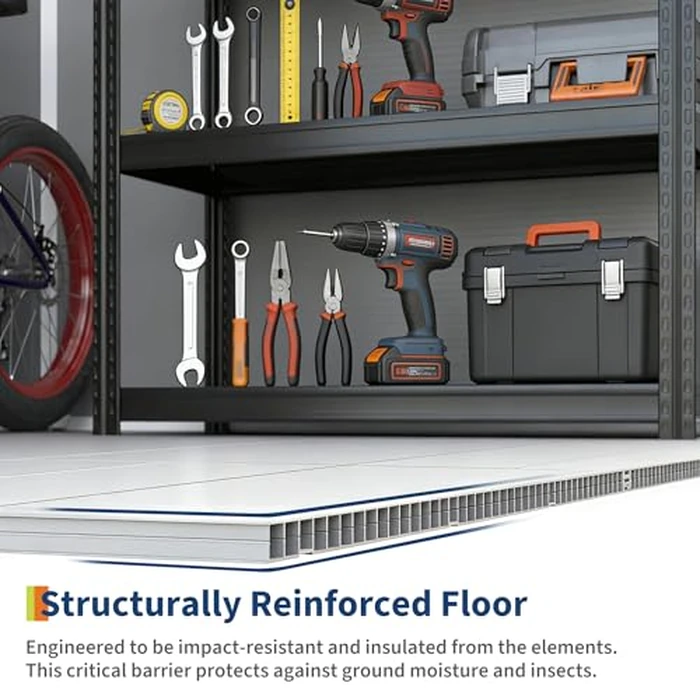 Resin Outdoor Storage Sheds 4x6 ft, Upgraded Double-Wall Outdoor Plastic Shed with Window & Double Doors, Waterproof Lockable Garden Shed (Light Gray, 6 X 4 ft) by PeakPursuit - Image 7