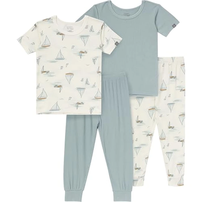 Modern Moments by Gerber Baby Boys' Viscose Tight Fitting Pajamas Set, Ivory Sailing, 12 Months by Modern Moments by Gerber - Used - Like New condition - US$23.70