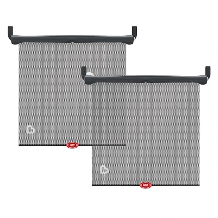 Munchkin Brica Sun Safety Car Window Shade with Heat Alert, Helps Block UVA/UVB Rays, 2 Pack, Black by Munchkin - Used - Very Good condition - US$16.50