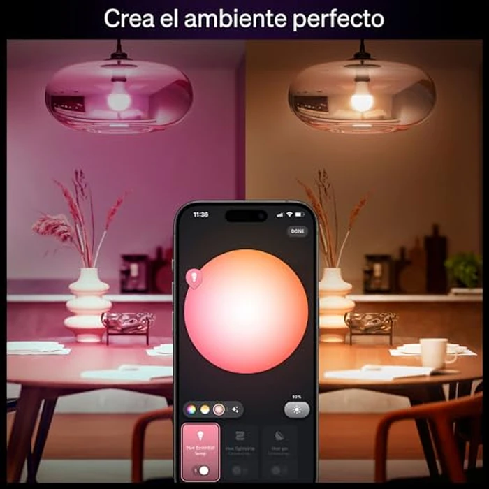 Philips Hue Essential Smart LED A19 Bulb, White and Color Ambiance, E26 Base, 8.8W, 2200K-6500K, 800 Lumens, Dimmable, Works with Alexa, Google Assistant, and Apple Home, 1 Pack by Philips Hue - Image 2