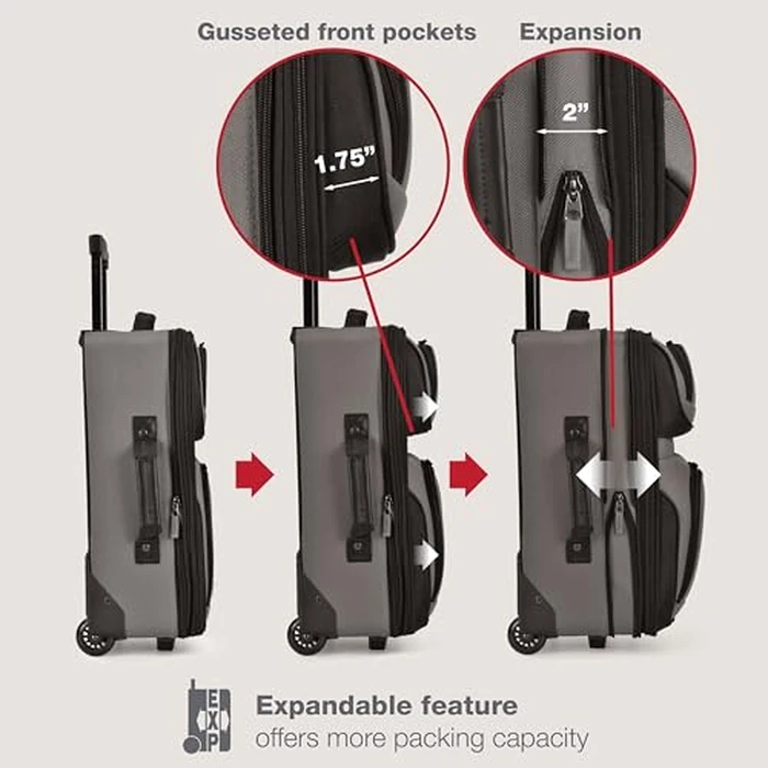 U.S. Traveler Rio Lightweight Softside Rolling Carry-on Suitcase, 2-Wheel Set, Grey by U.S. Traveler - Image 5
