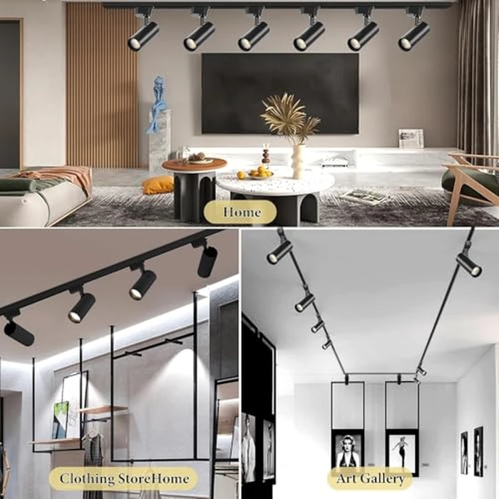 Yuemegou J&L Type LED Track Lighting Kit, Track Lighting 6 Heads Cool Light 6000K 25W 2700lm High Brightness Dimmable Track Lighting System with 9.8ft Track Rail,Adjustable Angle Light Heads by Yuemegou - Image 4