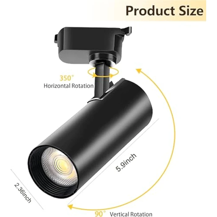 Yuemegou J&L Type LED Track Lighting Kit, Track Lighting 6 Heads Cool Light 6000K 25W 2700lm High Brightness Dimmable Track Lighting System with 9.8ft Track Rail,Adjustable Angle Light Heads by Yuemegou - Image 6
