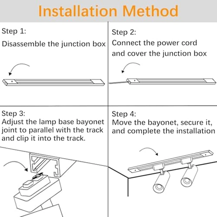 Yuemegou J&L Type LED Track Lighting Kit, Track Lighting 6 Heads Cool Light 6000K 25W 2700lm High Brightness Dimmable Track Lighting System with 9.8ft Track Rail,Adjustable Angle Light Heads by Yuemegou - Image 7
