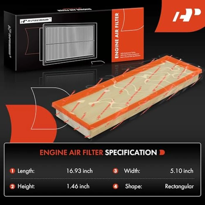 A-Premium Engine Air Filter Compatible with Volkswagen Beetle, Golf, Jetta, Passat, Rabbit, 2005-2015, L5 2.5L, Flexible Panel, Replace# 07K129620 by A-premium - Image 2