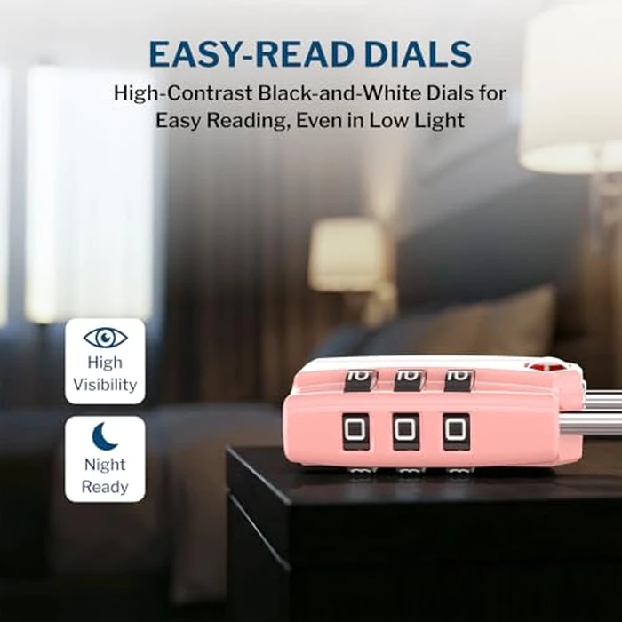 Forge Open Alert TSA Approved Luggage Locks - 3 Digit Combination, Easy Read Dials, Zinc Alloy Body - Ideal Travel Lock for Luggage, Suitcases, Bags & Toolboxes. Pink 2 Locks. by Forge - Image 4