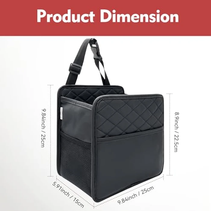 Witaxima Upgrade Car Seat Organizer Backseat with Storage Pockets, Multipurpose Car Organizer Hanging, Car Trash Bag Can,Premium PU Leather Garbage Can 2.14 Gallon Large Capacity, Black. by Witaxima - Image 1