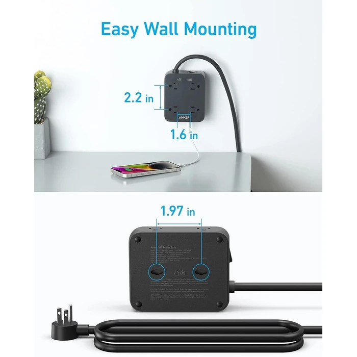 Anker 341 USB Power Strip 5ft | A9183 - Black by Anker - Image 4
