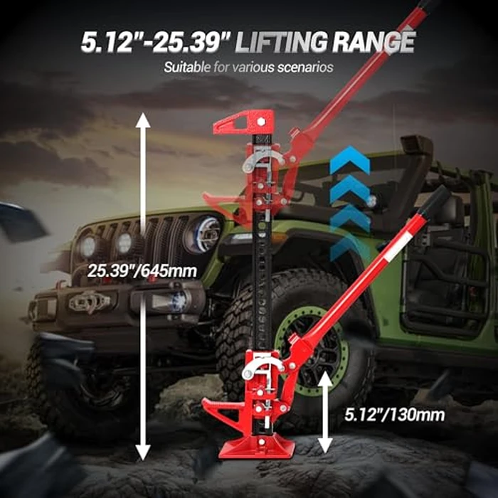 GarveeTech 33" Farm Jack, 3 Ton Capacity Ratcheting Off Road, Utility Heavy-Duty F-arm J-ack for Tractor, Truck, SUV, Lift Height 5.12-25.39 inches by GarveeTech - Image 4