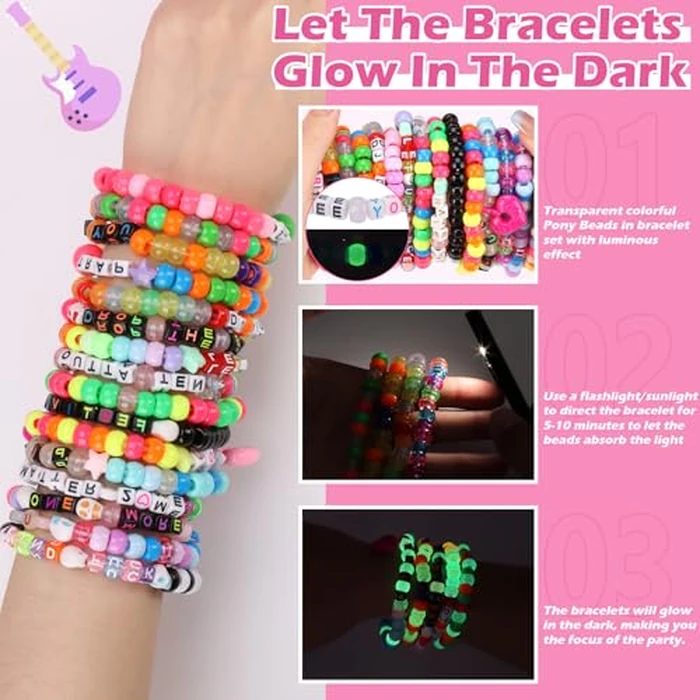 SMAODSGN 16Pcs Music Bracelets Set Glow In The Dark EDM Music Stretch Bracelets Multi Color Beaded Cuff Music Party Favor for Women Men EDM Party Music Festival by SMAODSGN - Image 5