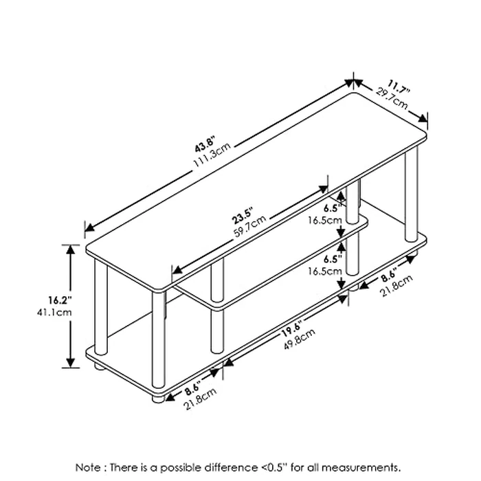 Furinno Turn-N-Tube No Tools 3D 3-Tier Entertainment TV Stand up to 50 inch TV, Round Tubes, Columbia Walnut/Black by Furinno - Image 5