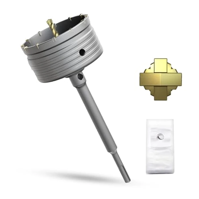 METOTY 4-5/16" Concrete Hole Saw,110mm Masonry Hole Saw, with 220mm SDS Plus Shank Connecting Rod for Concrete Brick Cement Stone Wall Drilling Home Improvement by METOTY - Image 1