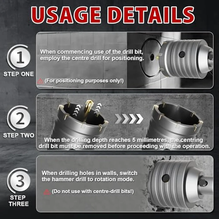 METOTY 4-5/16" Concrete Hole Saw,110mm Masonry Hole Saw, with 220mm SDS Plus Shank Connecting Rod for Concrete Brick Cement Stone Wall Drilling Home Improvement by METOTY - Image 8