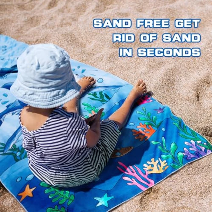 WERNNSAI Shark Kids Beach Towel for Boys-76x150 cm Quick Dry Sand-Free Swim Towels for Boys Super Soft Absorbent Towel, Pool Camping Travel Bath Towel for Outdoor Sports Picnic by WERNNSAI - Image 5