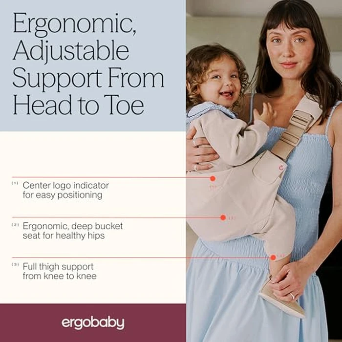 Ergobaby Upsie Sling Baby Carrier for Babies and Toddlers 6-48 Months (17-45 lbs) - 2-Position Ergonomic Baby Carrier with Front Storage Pocket, Hip-Healthy Positioning - Natural Beige by Ergobaby - Image 2