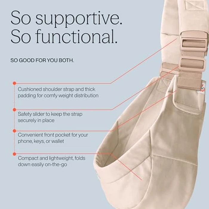 Ergobaby Upsie Sling Baby Carrier for Babies and Toddlers 6-48 Months (17-45 lbs) - 2-Position Ergonomic Baby Carrier with Front Storage Pocket, Hip-Healthy Positioning - Natural Beige by Ergobaby - Image 3