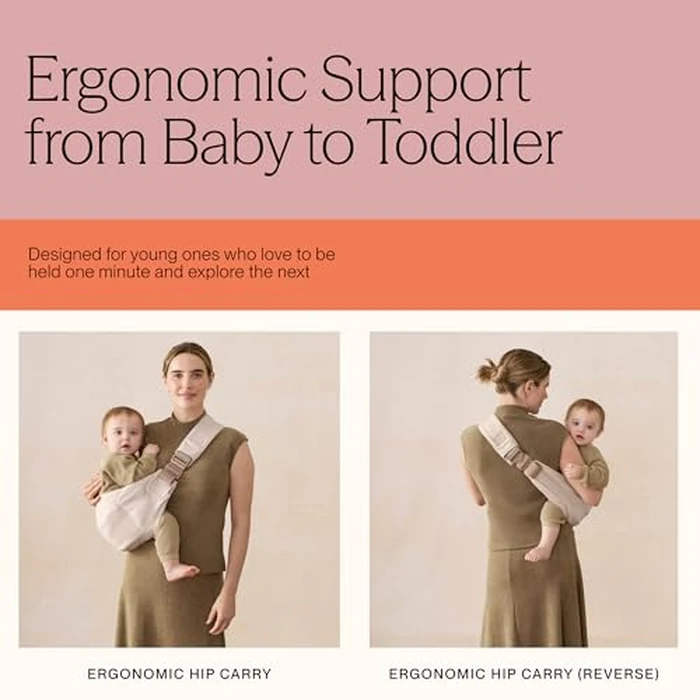 Ergobaby Upsie Sling Baby Carrier for Babies and Toddlers 6-48 Months (17-45 lbs) - 2-Position Ergonomic Baby Carrier with Front Storage Pocket, Hip-Healthy Positioning - Natural Beige by Ergobaby - Image 4