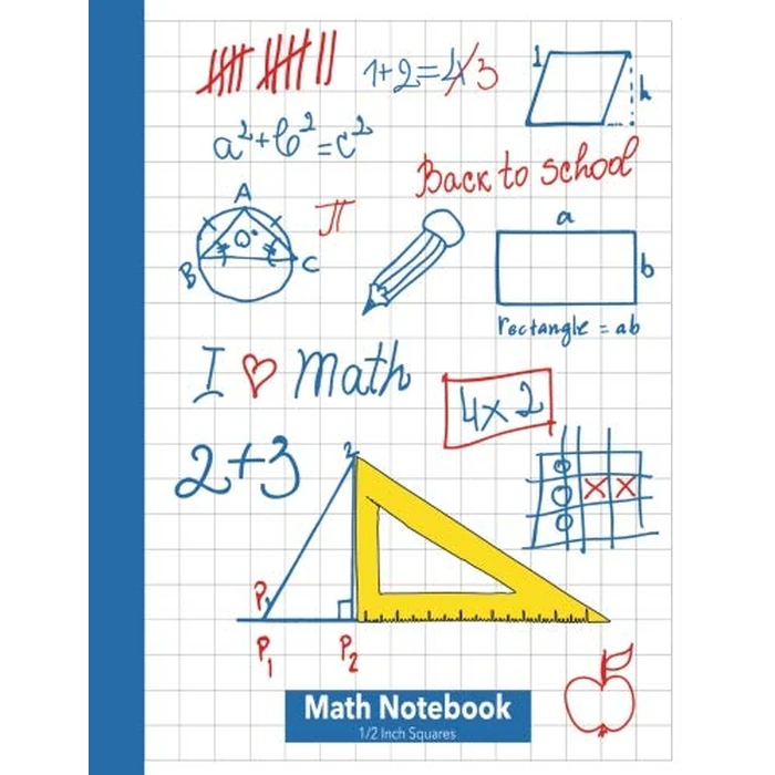Math Notebook 1/2 Inch Squares: Lined Graph Paper Composition Notebook [Large 8.5X11] 2 squares per inch by CREATESPACE - Used - Good condition - US$6.20
