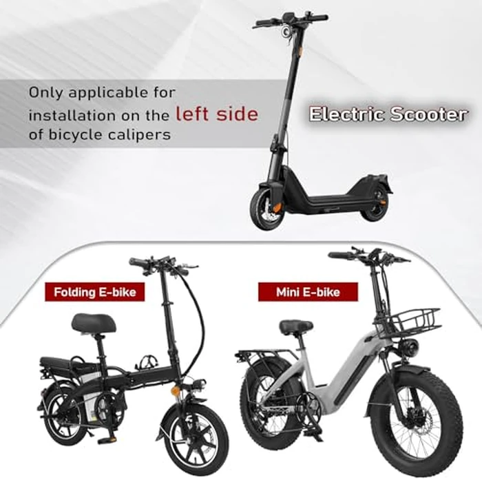 BUCKLOS EBike 2-PIN 4 Pistons Electric Power Off MTB Hydraulic Disc Brake Set,E-Bike Left Front 1150mm Right Rear 1950mm Aluminum Alloy Caliper Lever for ebike/Scooter/Mountain Bike HD-E735(Pre-Bled) by BUCKLOS - Image 5