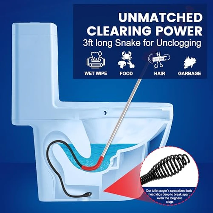 LTDTACTBAG 59787 Model K-3 Toilet Auger Clog Remover Toilet Snake for Unclogging with 3-Foot Snake and Bulb Head, Toilet Auger Snake for Unclogging Toilets for Home, Office, School, and More by LTDTACTBAG - Image 2