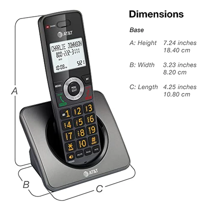 AT&T GL2101 DECT 6.0 Cordless Home Phone with Call Block, Caller ID, Full-Duplex Handset Speakerphone, 2" White Backlit Display, Lighted Keypad (Graphite & Black) by AT&T - Image 6