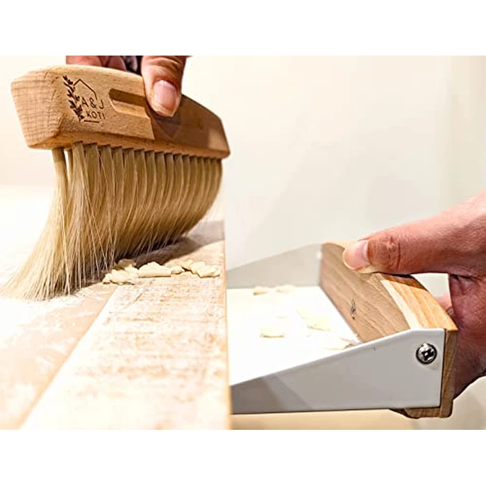 A&J Koti Table Crumb Sweeper - Small Mini Metal Dustpan and Hand Brush Combo Set - Wood Crumber for Servers, Restaurants, Home and Kitchen - Crumb Cleaning Set by Generic - Image 3