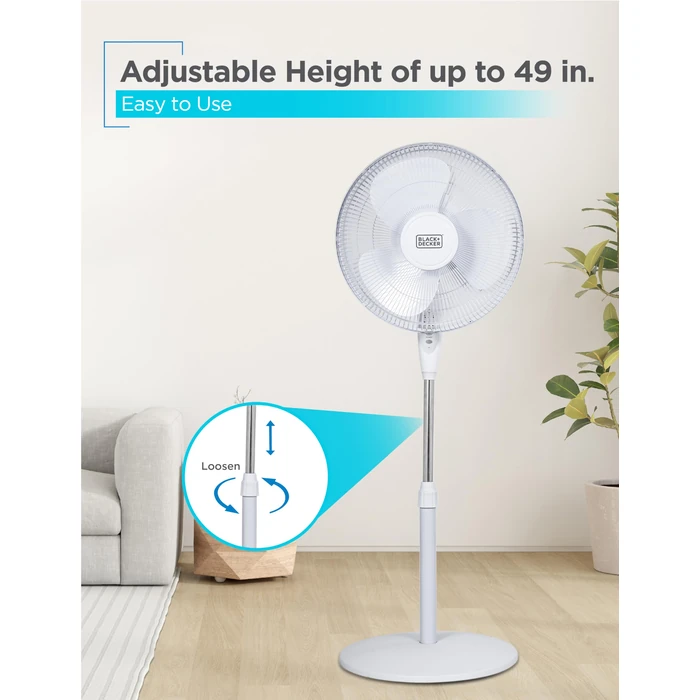 BLACK+DECKER 16" Stand Fan with Remote (White), 16 in. Fan, White by BLACK+DECKER - Image 5