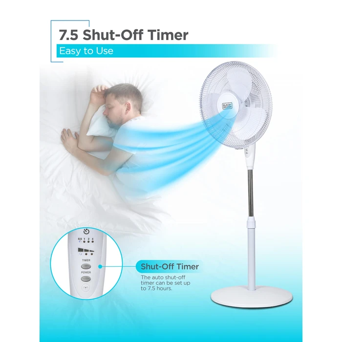 BLACK+DECKER 16" Stand Fan with Remote (White), 16 in. Fan, White by BLACK+DECKER - Image 7