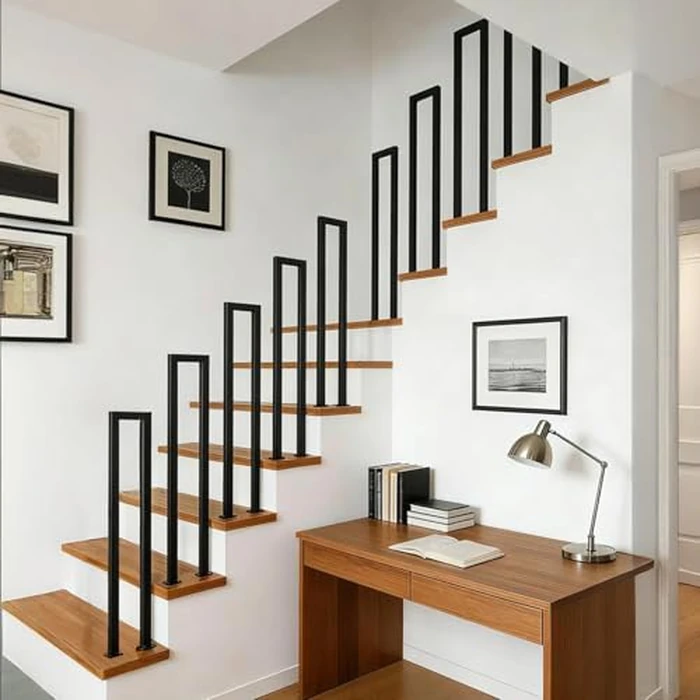 CQAEBK U-Shaped Handrail Black Stair Railing Indoor Outdoor, Wrought Iron Safety Staircases Balusters, Garden Loft Corridor Villa Hotel Decorative Fence Grab Bar, Industrial Retro (85cm/33.5in) by CQAEBK - Image 2