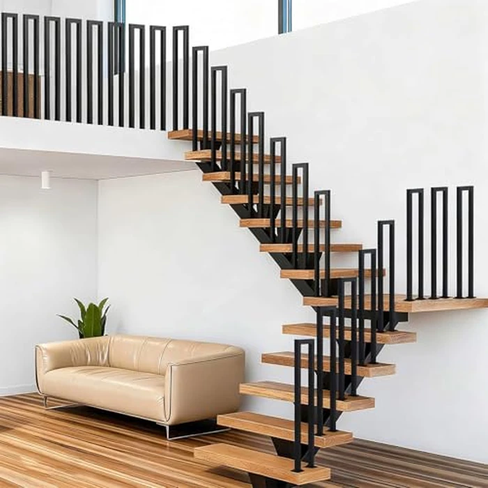 CQAEBK U-Shaped Handrail Black Stair Railing Indoor Outdoor, Wrought Iron Safety Staircases Balusters, Garden Loft Corridor Villa Hotel Decorative Fence Grab Bar, Industrial Retro (85cm/33.5in) by CQAEBK - Image 3