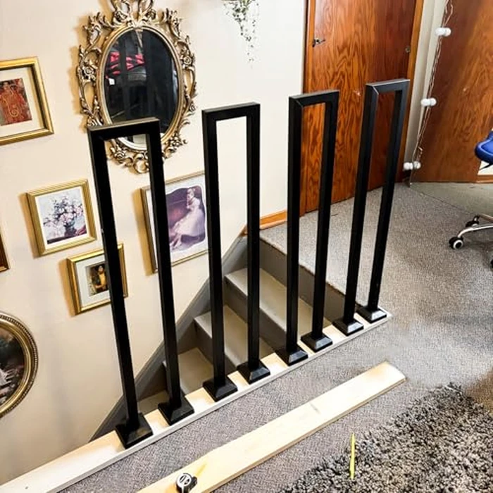 CQAEBK U-Shaped Handrail Black Stair Railing Indoor Outdoor, Wrought Iron Safety Staircases Balusters, Garden Loft Corridor Villa Hotel Decorative Fence Grab Bar, Industrial Retro (85cm/33.5in) by CQAEBK - Image 6