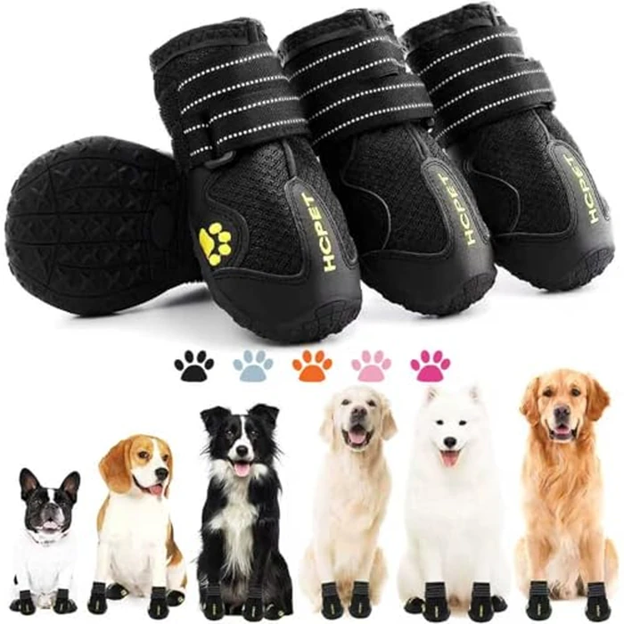 Hcpet Dog Shoes, Dog Boots for Large Dogs, Waterproof Dog Booties Paw Protector for Summer Hot Pavement, Winter Snowy Day, Outdoor Walking, Indoor Hardfloors Anti Slip Sole Black Size 7 by Hcpet - Image 1