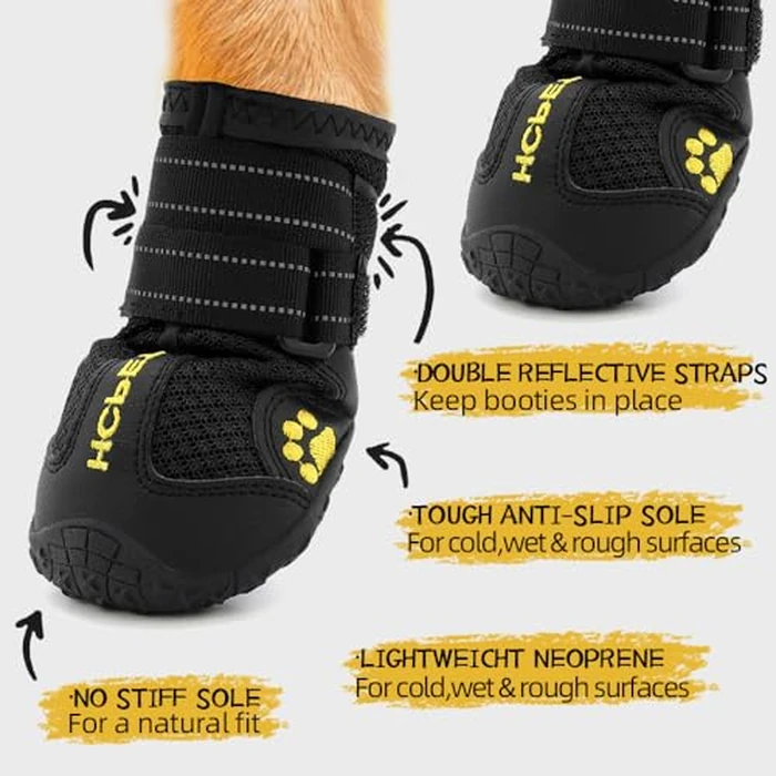 Hcpet Dog Shoes, Dog Boots for Large Dogs, Waterproof Dog Booties Paw Protector for Summer Hot Pavement, Winter Snowy Day, Outdoor Walking, Indoor Hardfloors Anti Slip Sole Black Size 7 by Hcpet - Image 4