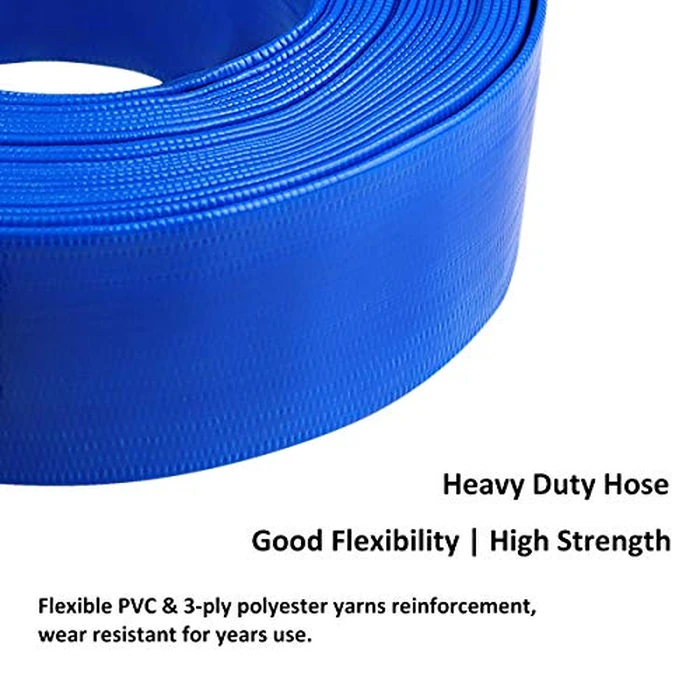 2" x 100' Blue PVC Backwash Hose for Swimming Pools, Heavy Duty Discharge Hose Reinforced Pool Drain Hose with Aluminum Camlock C and E Fittings by Eastrans - Image 4