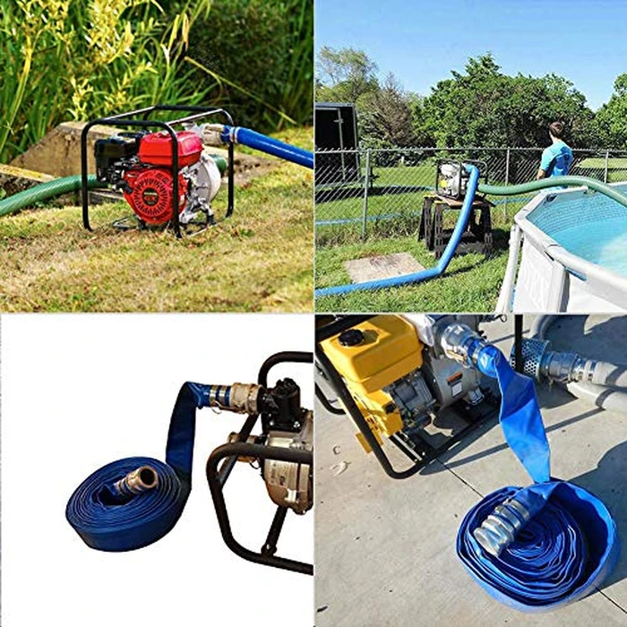 2" x 100' Blue PVC Backwash Hose for Swimming Pools, Heavy Duty Discharge Hose Reinforced Pool Drain Hose with Aluminum Camlock C and E Fittings by Eastrans - Image 6