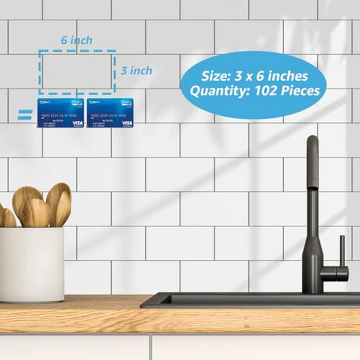 Art3d 102-Piece Peel and Stick Wall Tile for Kitchen Backsplash, Bathroom, Fireplace, 3in. x 6in. Stick on Subway Tile, Glossy White by Art3d - Image 5
